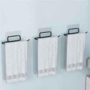 Plantex GI Steel Self Adhesive Towel Holder/Hand Towel Hanger Self Adhesive/Napkin Hanger for Wash Basin/Bathroom Accessories Black (Pack of 3)