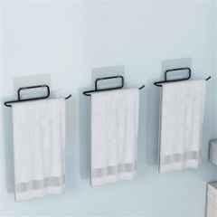 Plantex GI Steel Self Adhesive Towel Holder/Hand Towel Hanger Self Adhesive/Napkin Hanger for Wash Basin/Bathroom Accessories Black (Pack of 3)