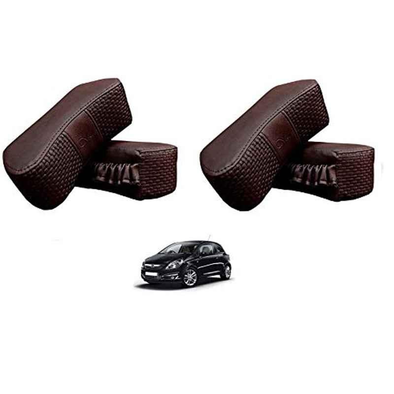 Kozdiko 4 Pcs CV Designer Cola Leatherite Neck Rest Car Cushion Pillow Set for Opel Corsa