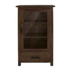 The Attic 60x28x110cm Sheesham Wood Walnut Mini Glazed Bookcase, KL-1941