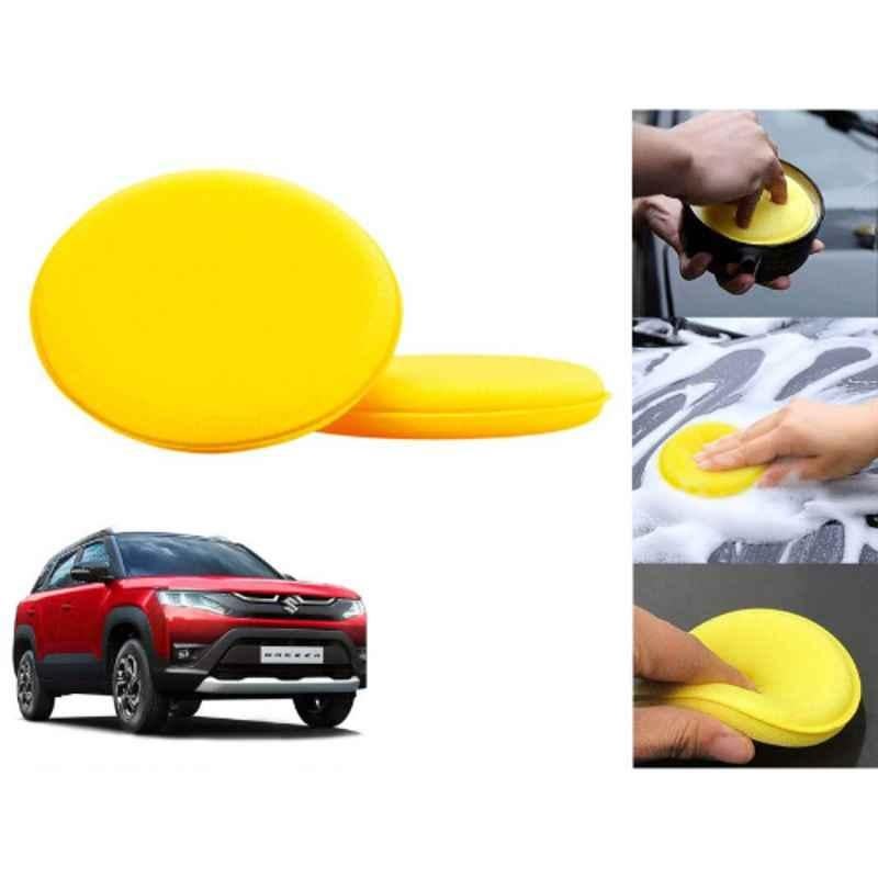 Auto Pearl Polyurethane Beige Washing & Waxing Polish Foam Sponge for Brezza 2022 (Pack of 2)