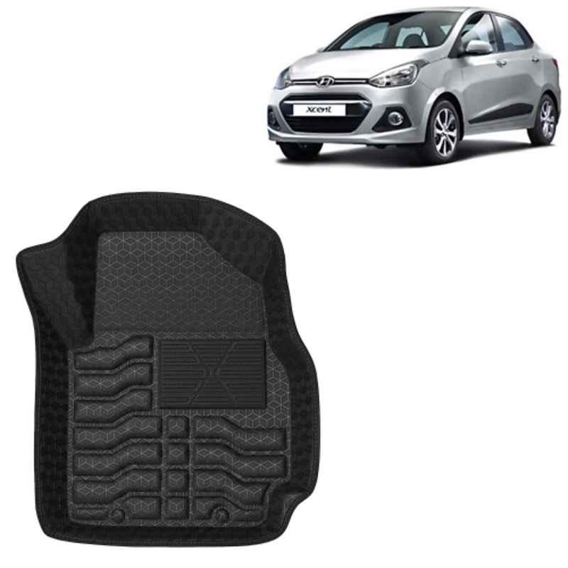 Kingsway 3 Pcs Premium 4.5D 100% Waterproof Tray Shape PVC Black Car Floor Mat Set for Hyundai Xcent 2013 to 2017 All Model