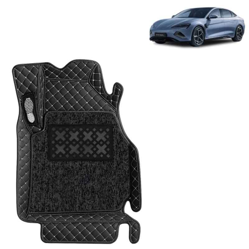 Kingsway 3 Pcs Premium 7D 100% Waterproof & Washable PU Leatherette Classic Black Car Floor Mat Set for BYD Seal 2024 Onwards All Model