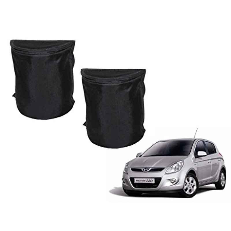 Kozdiko 2 Pcs Black Semi Cylindrical Car Dustbin Set for Hyundai i20