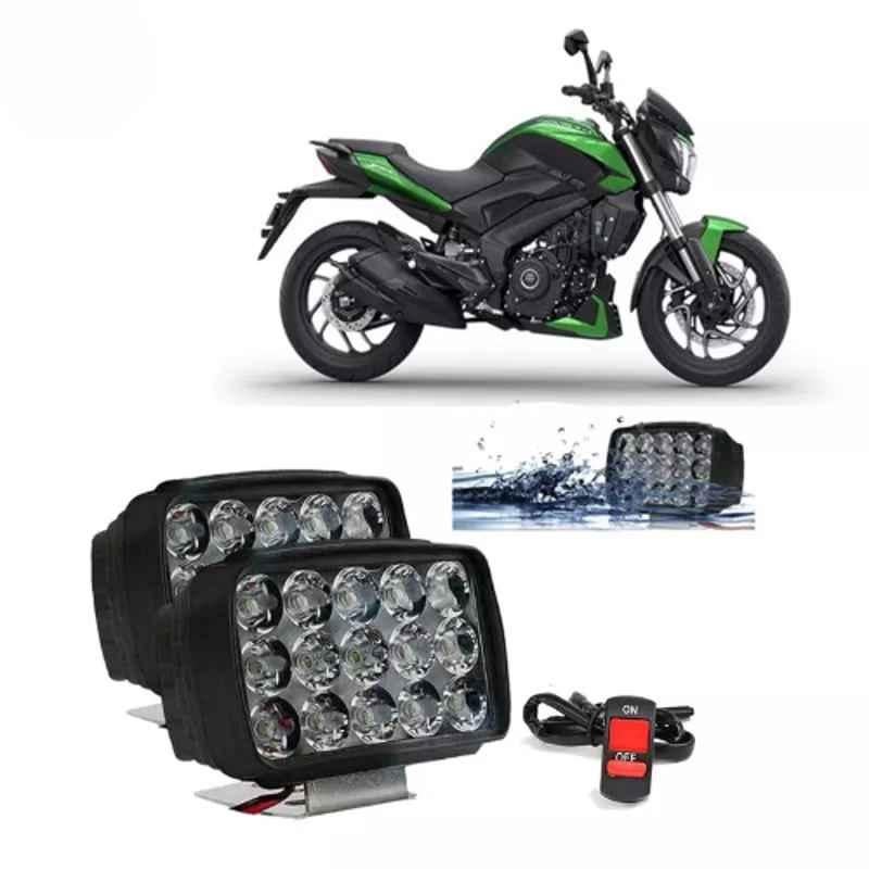 Cartronics 15 Led Fog Light with On/Off Switch Bajaj Dominar 400 White Set Of 2 Pcs, CAR-HZLJL1