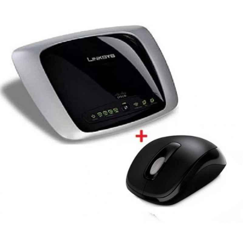 Linksys 300 Mbps Black Modem Router with Microsoft Mouse Set, WAG160NMOUSEBUN