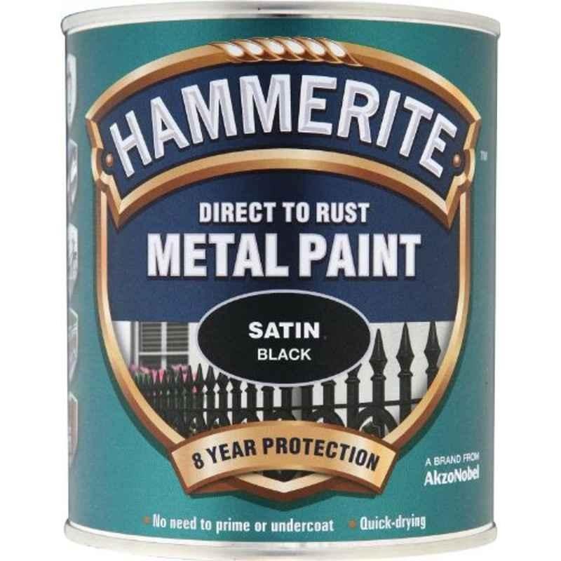 Hammerite 750ml Black Satin Metal Paint, 5092829