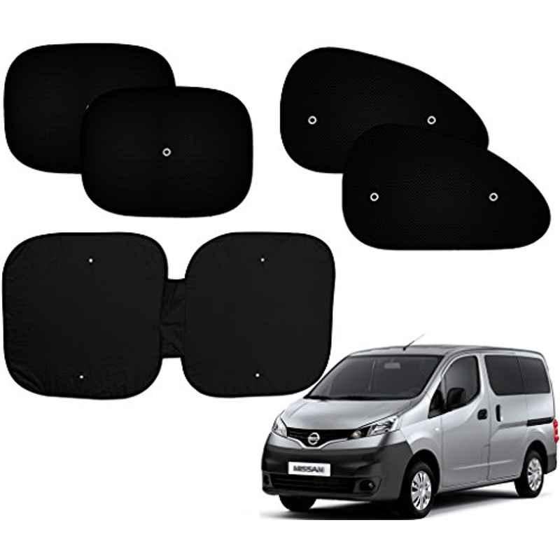 Auto Pearl 5 Pcs PVC & Mesh Black Window & Front Sun Shade Set for Nissan Evalia