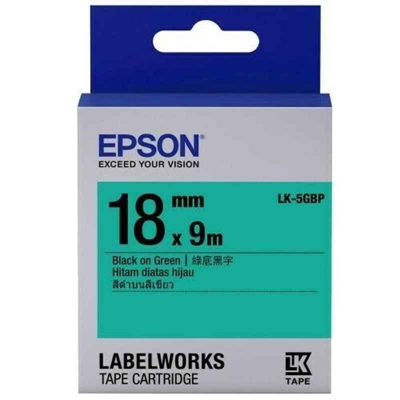 Epson LK-5GBP Black on Green Label Tape