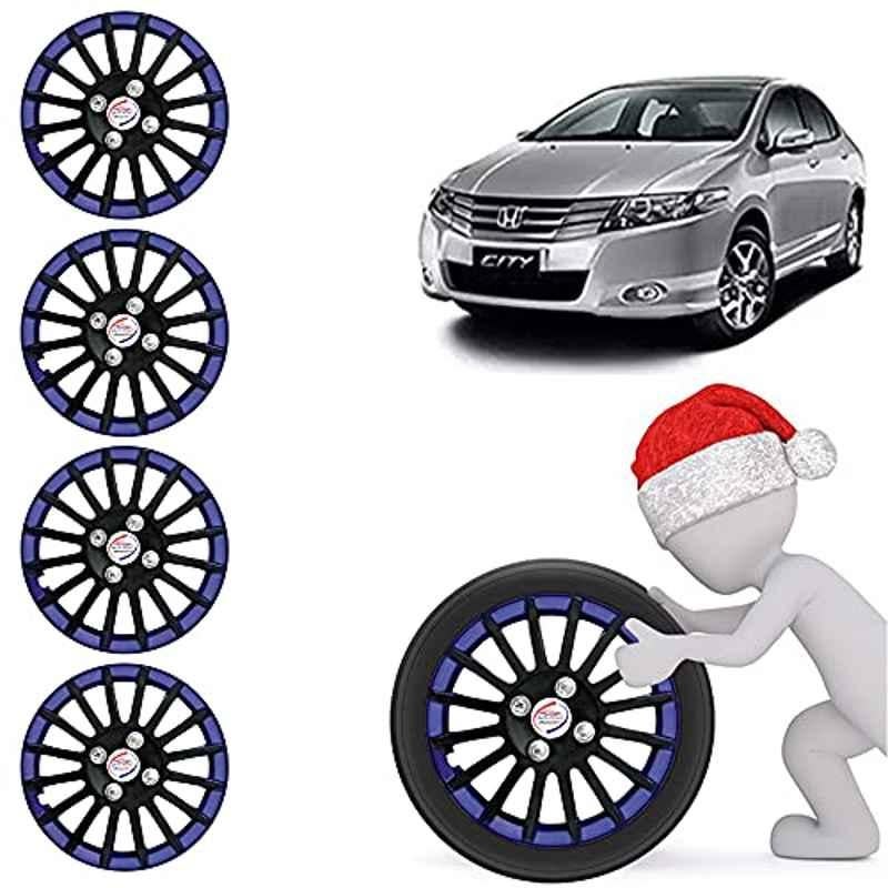 Auto Pearl 4 Pcs 15 inch ABS Black & Blue Car Wheel Cover Set for Honda City Ivtec 2011