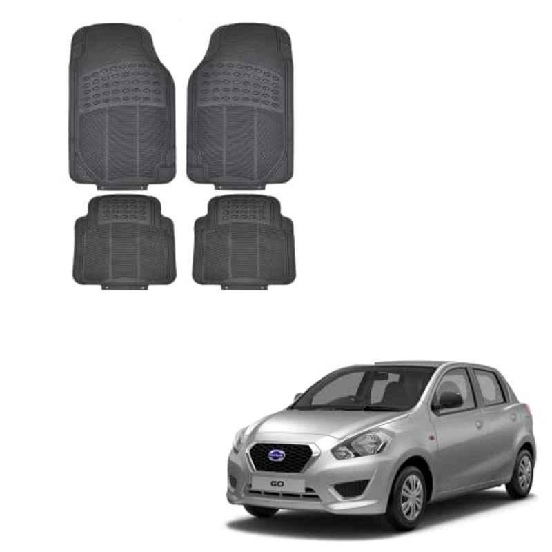 Kozdiko 4 Pcs Rubber Black Car Simple Floor Mat Set for Datsun Go