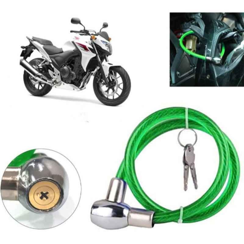 Auto Pearl PVC & Plastic Green Heavy Duty Cable Lock for CB 400, 222