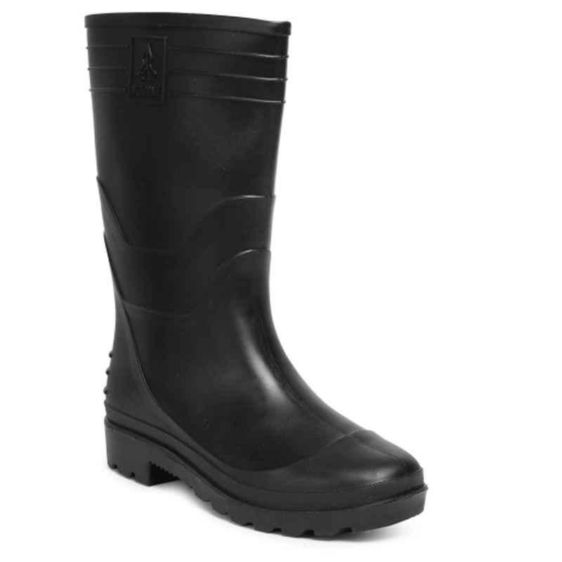 Hillson 12 Inch Welcome Plain Toe Black Work Gumboots, Size: 9