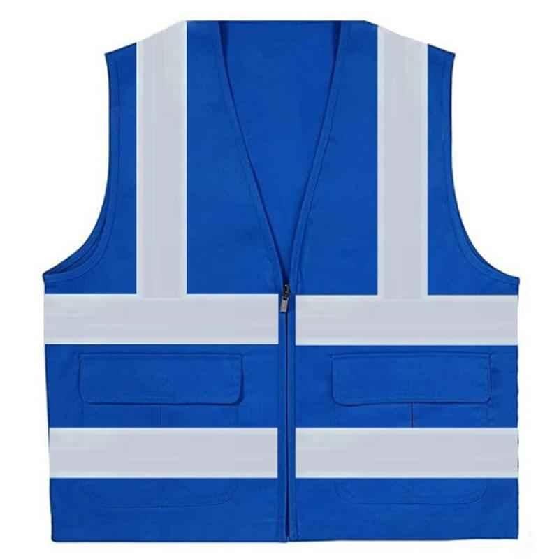 Buy Areevanz 240 GSM Cotton Royal Blue Safety Jacket for Men