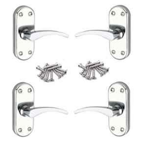 Ojass 4 Pcs 4 inch Alloy Steel Chrome Plated Mortise Door Handle Set, S04BCP