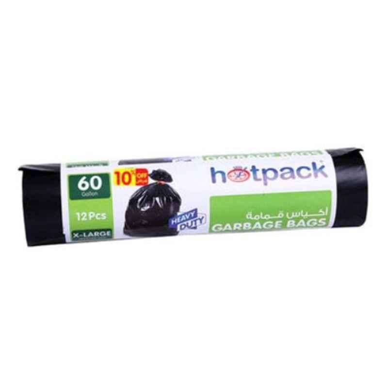 Hotpack 60 Gallon X-Large Black Heavy Duty Garbage Roll, SPLHSMGBR95120 (Pack of 12)