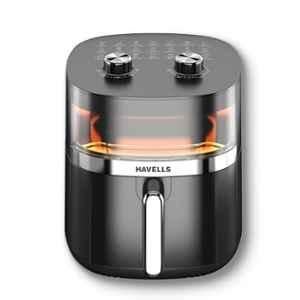 Havells Prolife Stellar 5.5 Litre 1500W ABS Black Chef Air Fryer with Rapid Air Circulation & 2 Years Warranty, GHCAFSSK150
