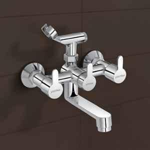 Plantex Telephonic Brass Wall Mixer for Bathroom 2 in 1/Spout Mixer Tap/Hand Shower/Mixer Tap for Bathroom with 7-Year Warranty (Flo-817 Chrome)