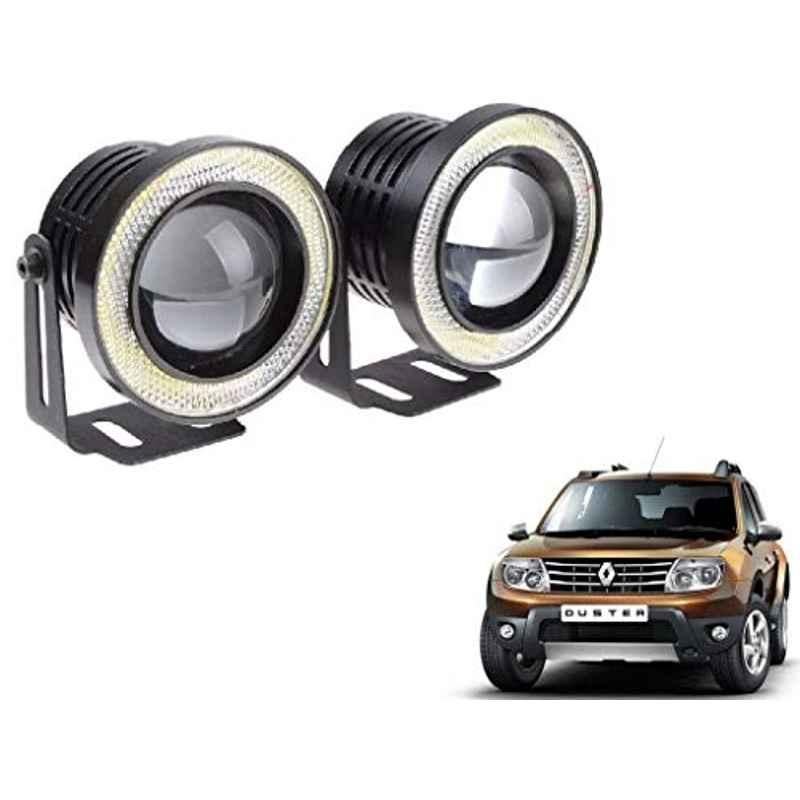Kozdiko 2 Pcs 15W 3.5 inch High Power White LED Projector COB Fog Light Set with White Angel Eye Ring for Renault Duster, koz_72641