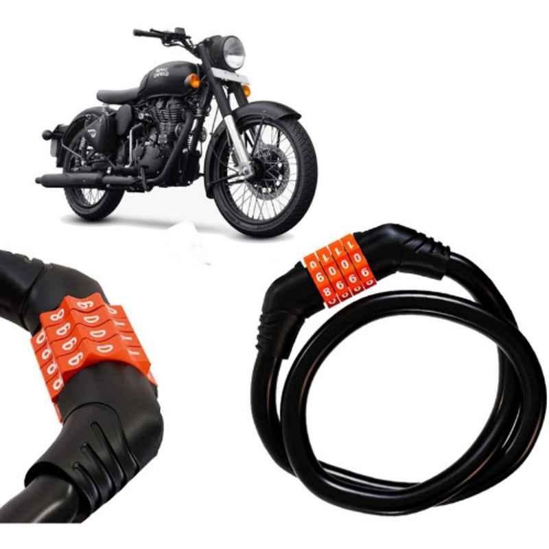 Auto Pearl Black & Orange 4 Digit Anti-Theft Combination Number Lock for 500