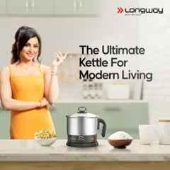 Longway Handy 600W 1.5L Stainless Steel Black Multi Cooker Electric Kettle