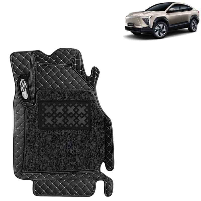 Kingsway 3 Pcs Premium 7D 100% Waterproof & Washable PU Leatherette Classic Black Car Floor Mat Set for Mahindra XEV 9E 2025 Onwards All Model