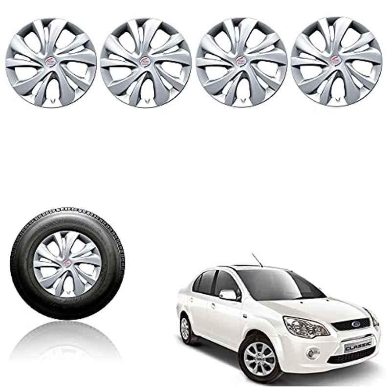 Auto Pearl 4 Pcs 14 inch Plastic Silver Wheel Cover Set for Ford Fiesta Classic