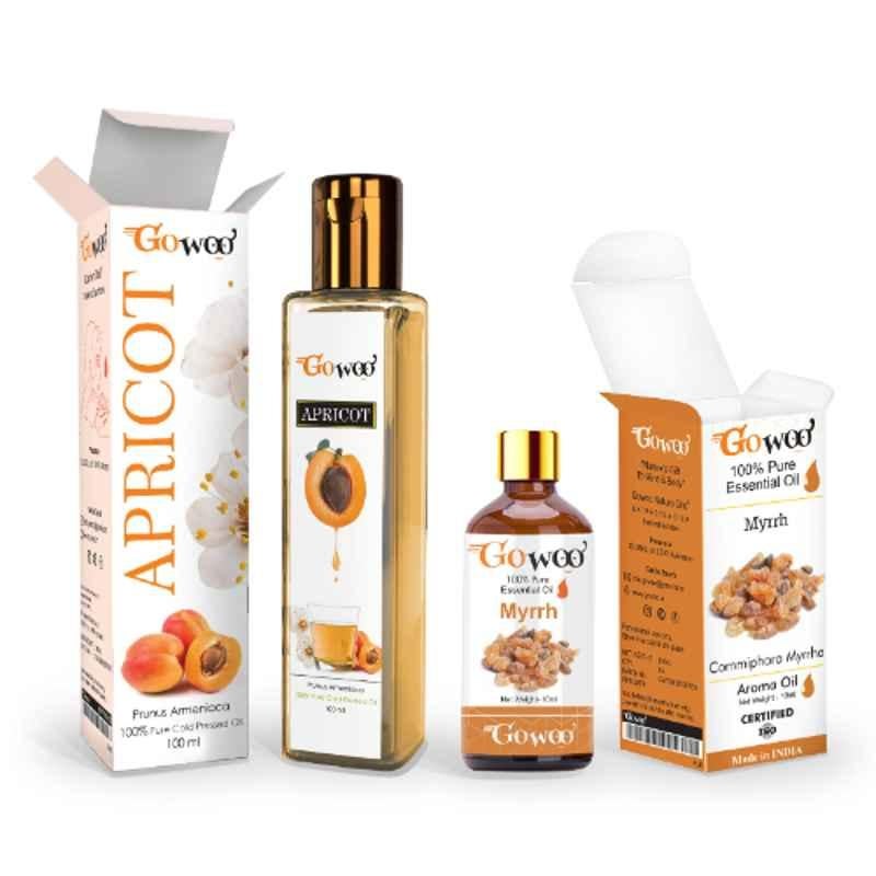 GoWoo 2 Pcs 10ml Natural Myrrh Aroma Oil & 100ml Apricot Carrier Oil Set, GWOC975-P36+P166