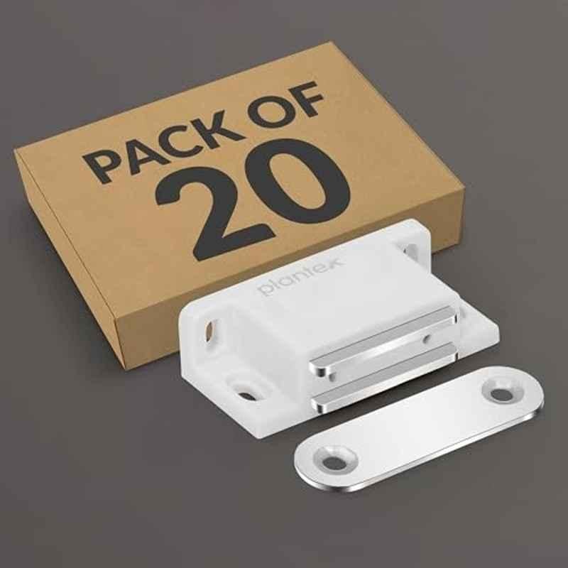 Plantex Iron & Plastic White Magnet Door Catcher for Cabinet, APS-1200 (Pack of 20)