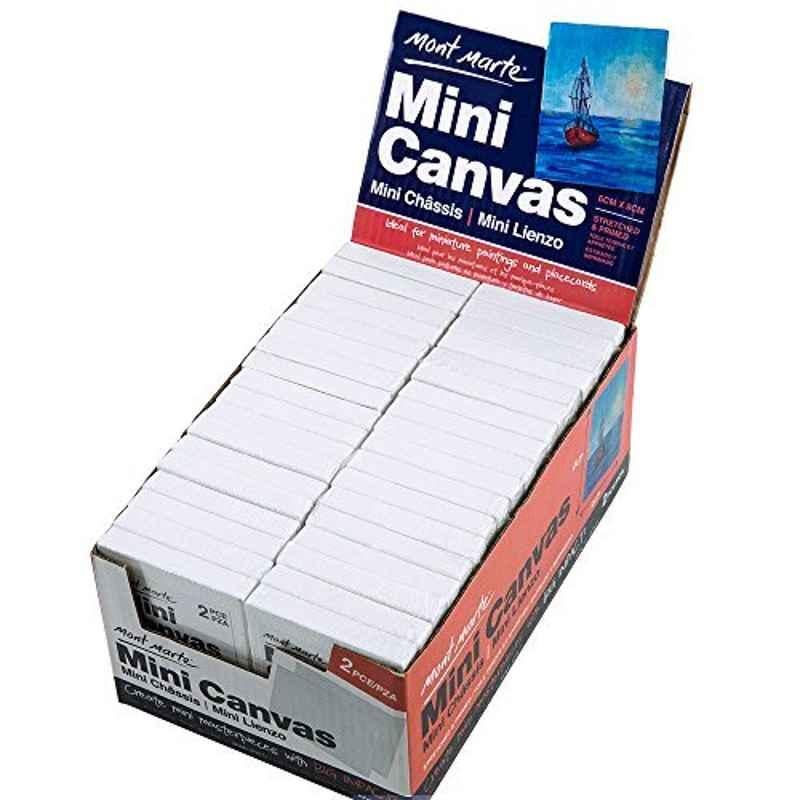 Mont Marte 6x8cm White Primed Plastic Frame Mini Canvas (Pack of 36)