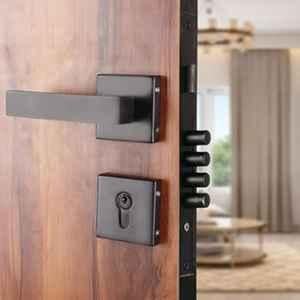 VIN KRAFT 60mm Stainless Steel Black Oxide Mortise Door Lock Handle Set with 3 Keys, VK001-ROSE-OSK-BLACK