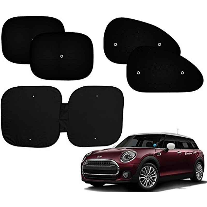Auto Pearl 5 Pcs PVC & Mesh Black Window & Front Sun Shade Set for Mini Clubman