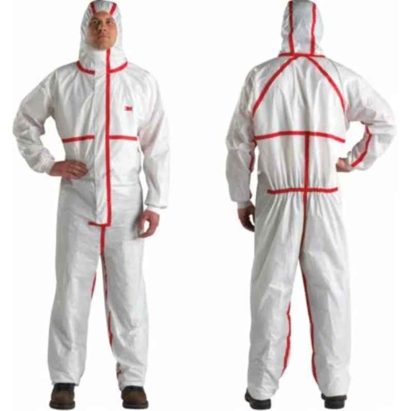 3M White & Red Type 4/5/6 Protective Coverall, Size: 2XL, 4565