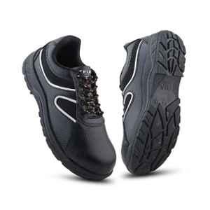 Fuel Shank Synthetic Leather Steel Toe Black Safety Shoes with PVC Sole, Size: 10
