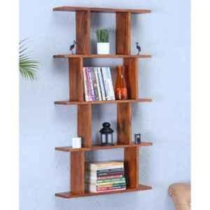 Salawas Arts 49x18x89cm Brown Solid Wood Wall Book Shelf