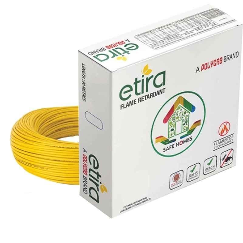 Polycab Etira 6 Sqmm Yellow Single Core FR PVC Insulated Multistrand House Wire, Length: 90 m