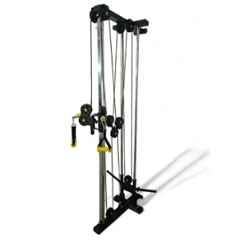 GYM24 Equipment Model-7 Alloy Steel Black & Silver Wall Mounted Single Tower Cable Cross Dual Pully Machine