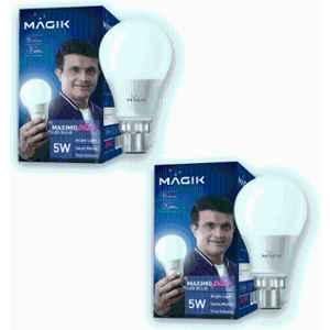 Magik Maximo Plus 5W 6500K B22 Cool White LED Bulb (Pack of 2), LUMAP005C4131E2