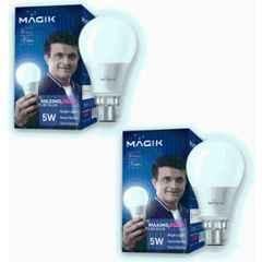 Magik Maximo Plus 5W 6500K B22 Cool White LED Bulb (Pack of 2), LUMAP005C4131E2