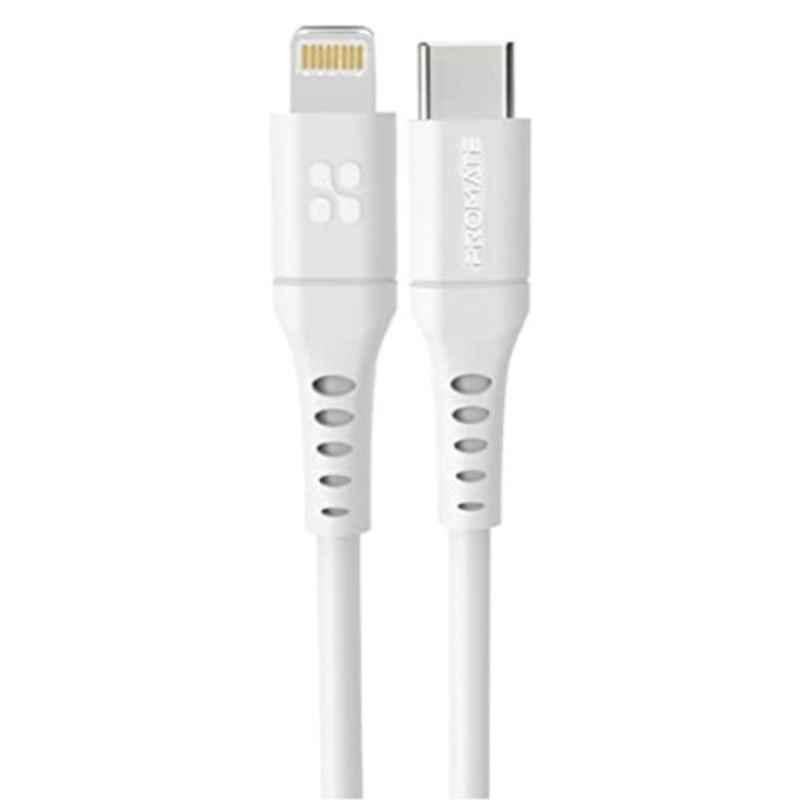 Promate PowerLink-300 300cm Silicone White USB-C to Lightning Fast Charging Cable