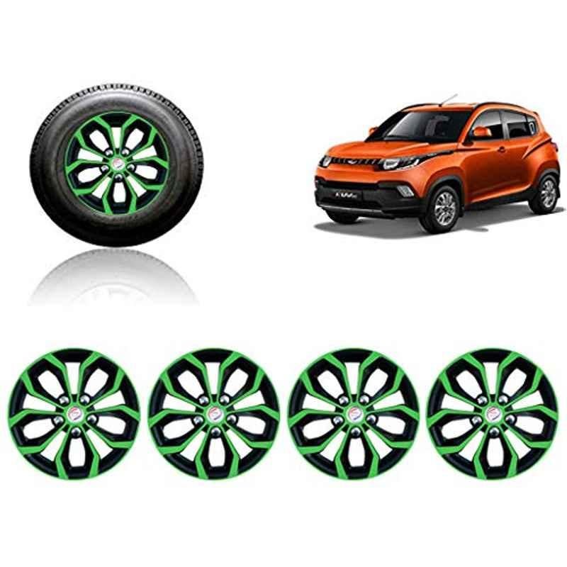 Auto Pearl 4 Pcs 14 inch ABS Green & Black Car Wheel Cover Set for Mahindra KUV 100