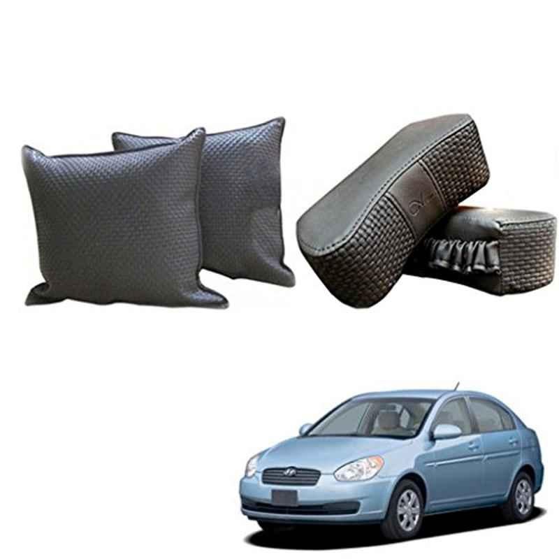 Kozdiko One Pair Grey Neck Rest & One Pair Cushion Combo for Hyundai Verna