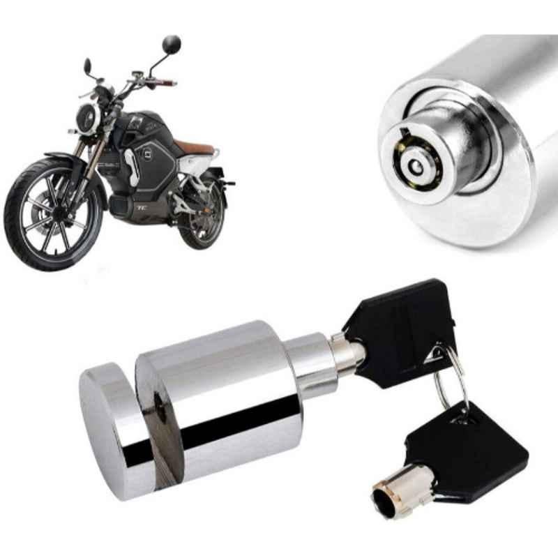 Auto Pearl Stainless Steel Silver Heavy Duty Anti Theft Motorcycle Disc Brake Lock, Lock-354
