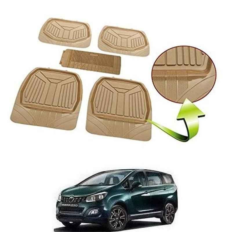 Kozdiko 5 Pcs Rubber Beige 3G Rubber Mat Set for Mahindra Marazzo