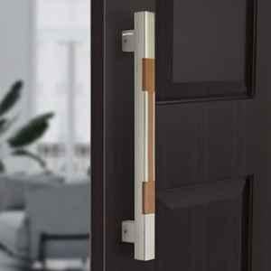 Plantex 15 inch Main Door Handle/Glass & Wooden Door Handle/Pull-Push Door Handle/Door Accessories (S-605-Satin & Wood) 3 Years Warranty