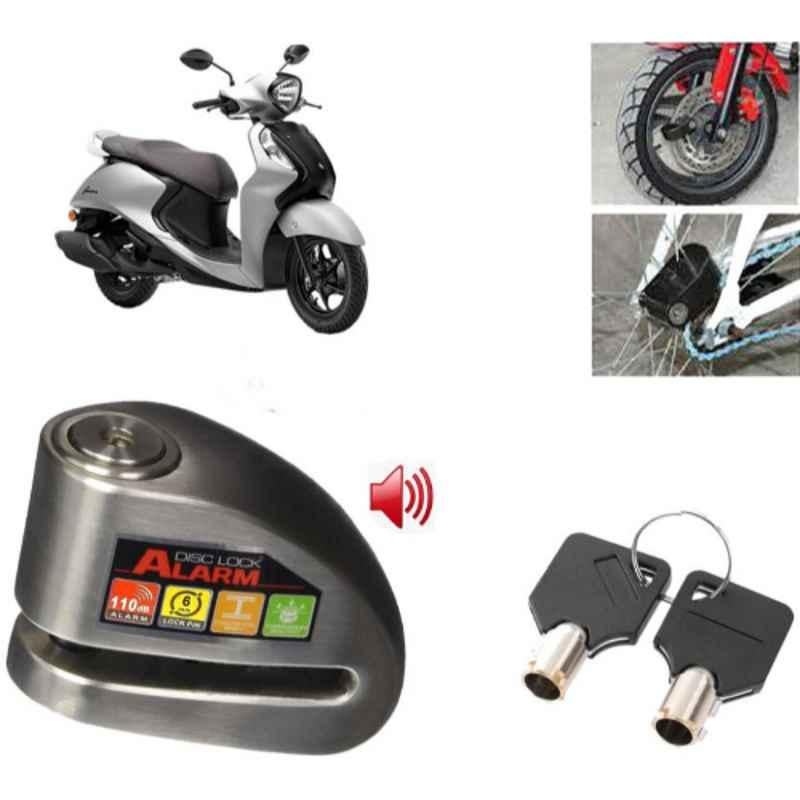 Auto Pearl Steel Black Anti-Theft Alarm Disc Brake Lock for Fascino 125 BS6, Lock_761