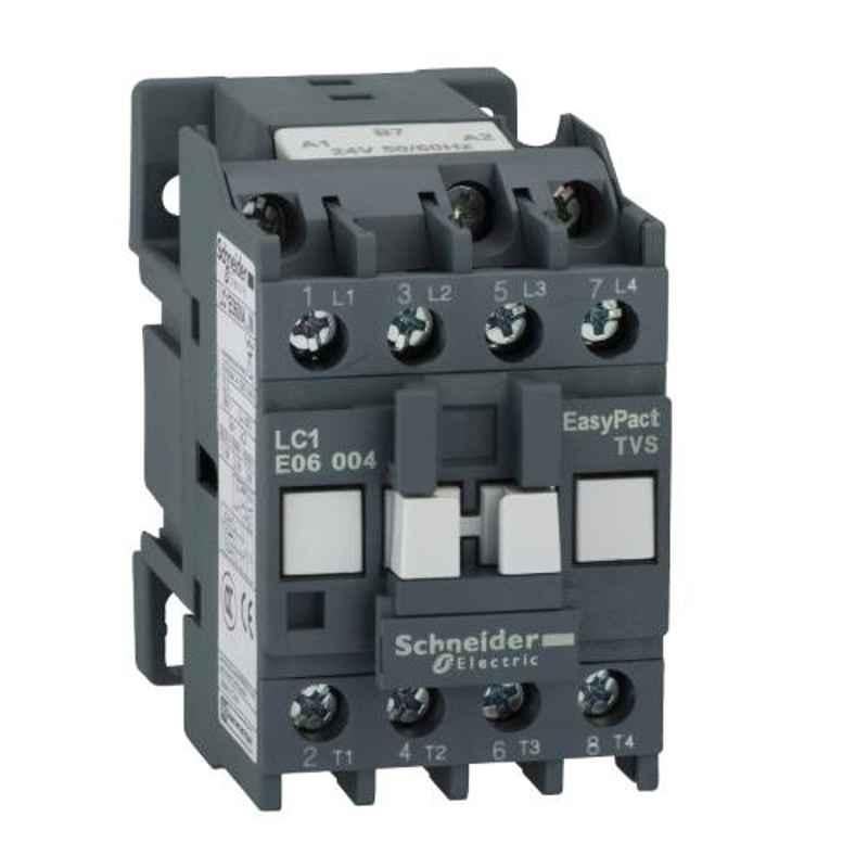 Schneider Electric 25A AC-1 2 NO+2 NC 4 Pole EasyPact TVS Power Contactor, Coil Voltage:220 V, LC1E09008M5WBIN