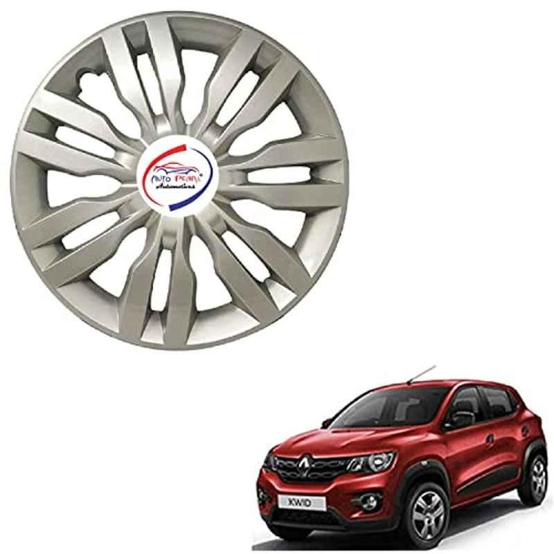 Auto Pearl 4 Pcs 13 inch ABS Silver DZRT4S27 Hubcap Wheel Cover Set with Retention Ring for Renault Kwid