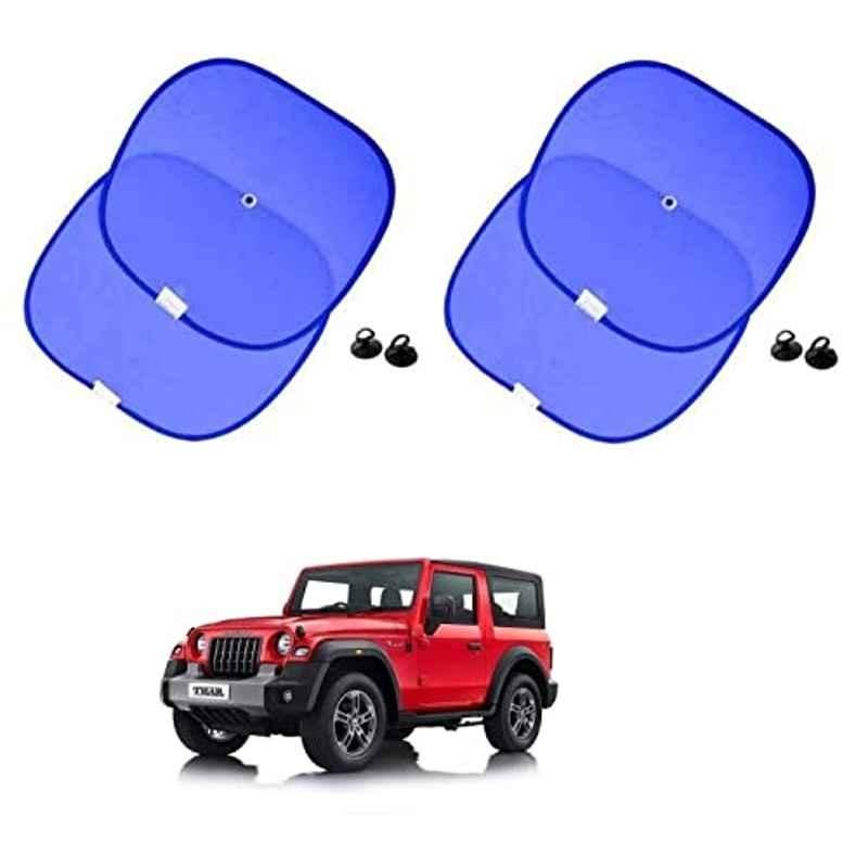 Kozdiko 4 Pcs Blue Chipkoo Car Window Sunshade Curtain Set for Mahindra Thar 2021, Curtain_107