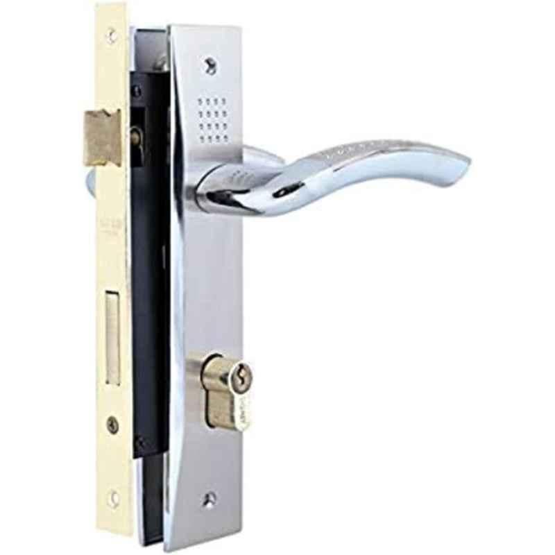 Robustline Zinc Silver Lever Door Handle Lockset Set with Handle & Lockbody with 3 Keys